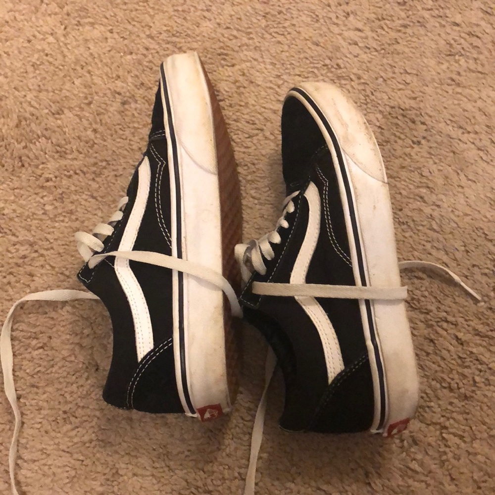 Black vans with suede tip and heel
